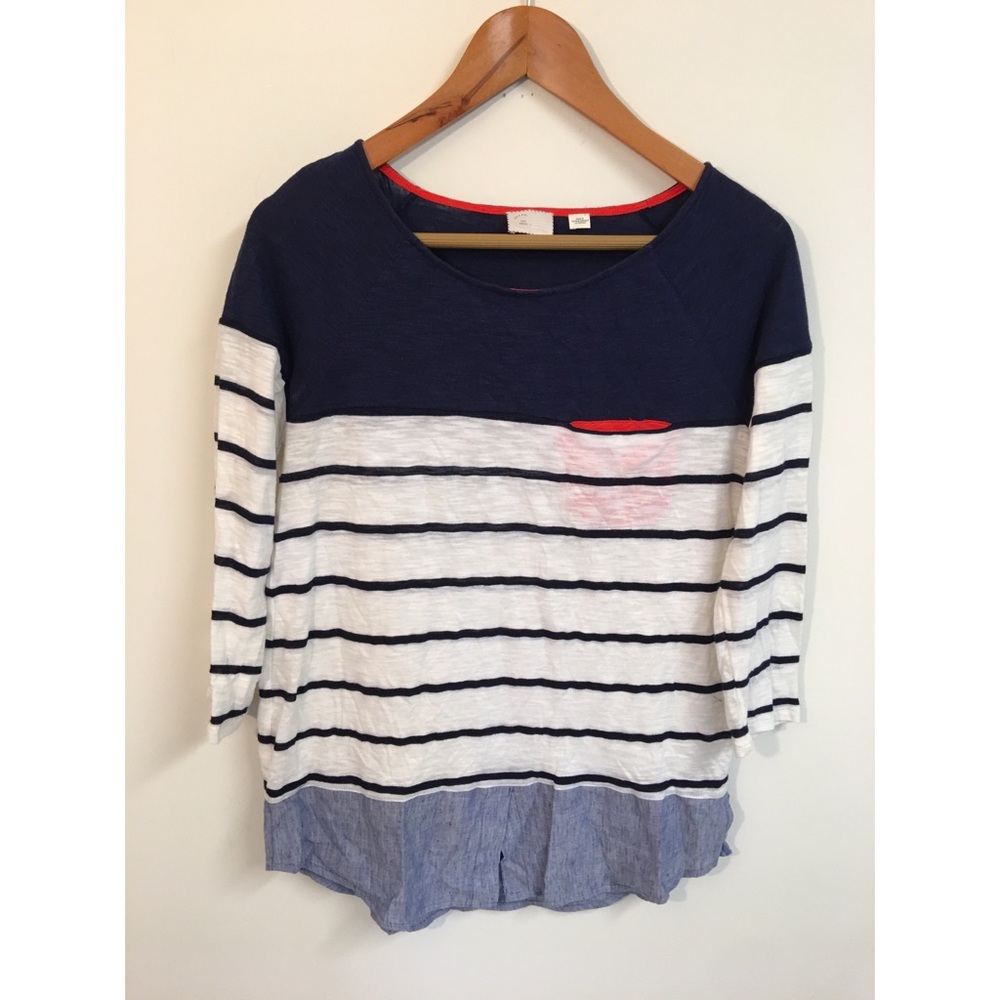 9-H15 STCL Anthropologie Striped Shirt Size SMALL